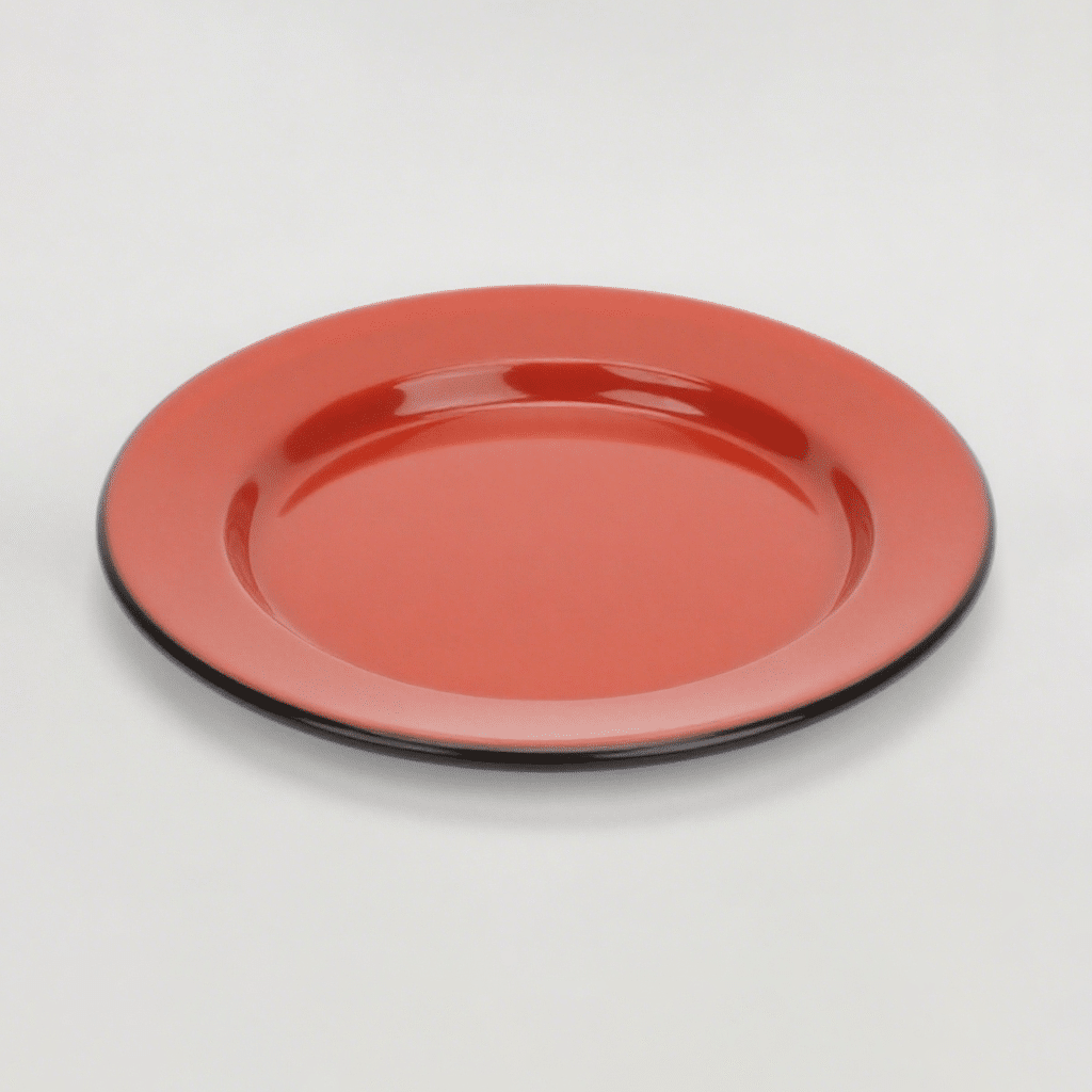 Red Enamel Dinner Plates - Enamel Round Plate 25.5cm